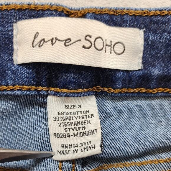 Love Soho Jeans Womens 3 Juniors Blue Mid Rise Skinny Dark Wash Stretch Denim - Picture 5 of 11